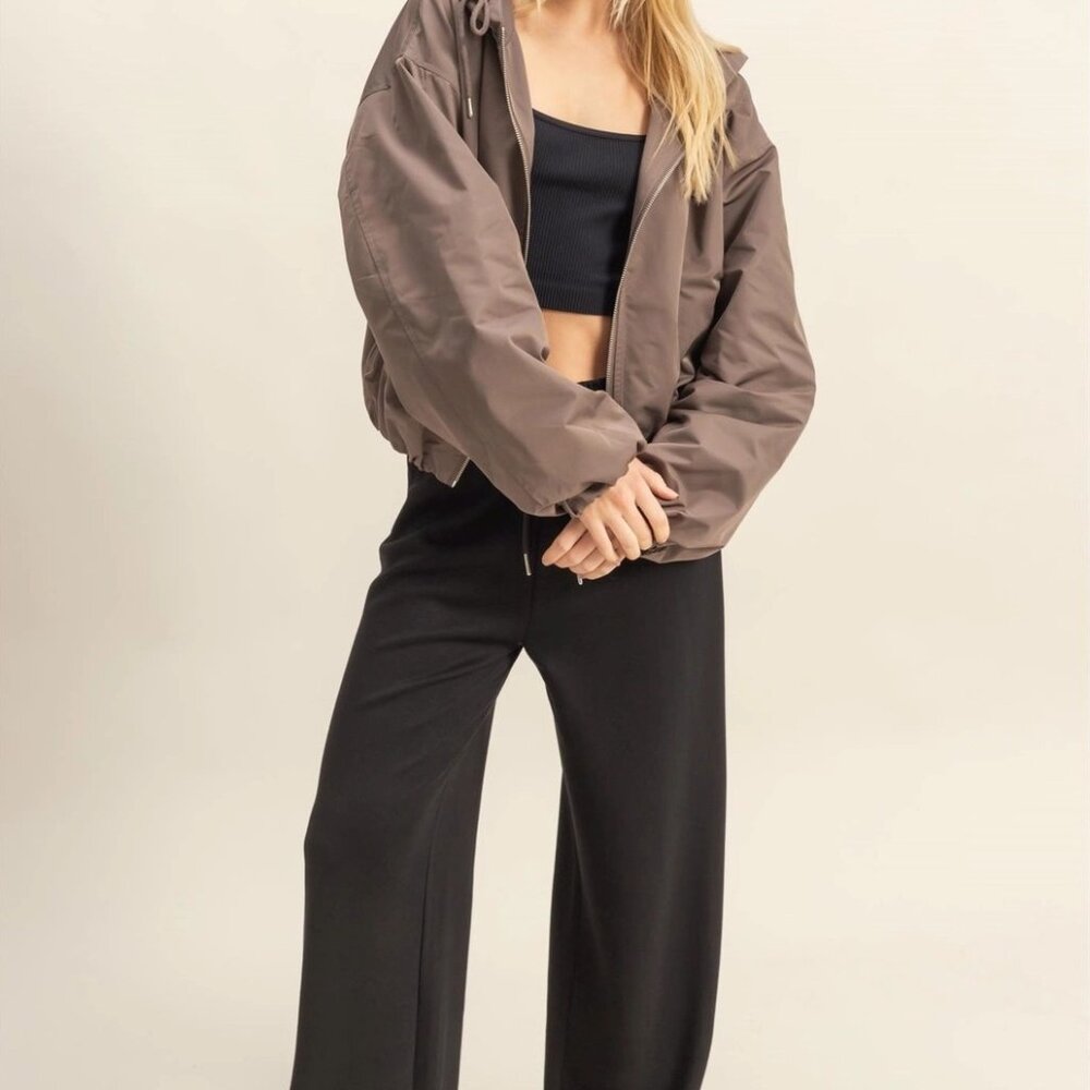 Angela Hooded Zip-Up Jacket | Women's Fall Style | Neutral | Athleisure - Picture 5 of 10